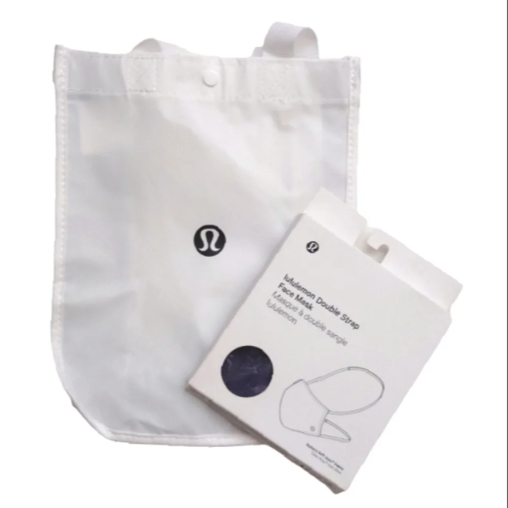 LULULEMON Unisex Double Strap Nulu Face Mask Midnight Orchid Shopping Bag Bundle